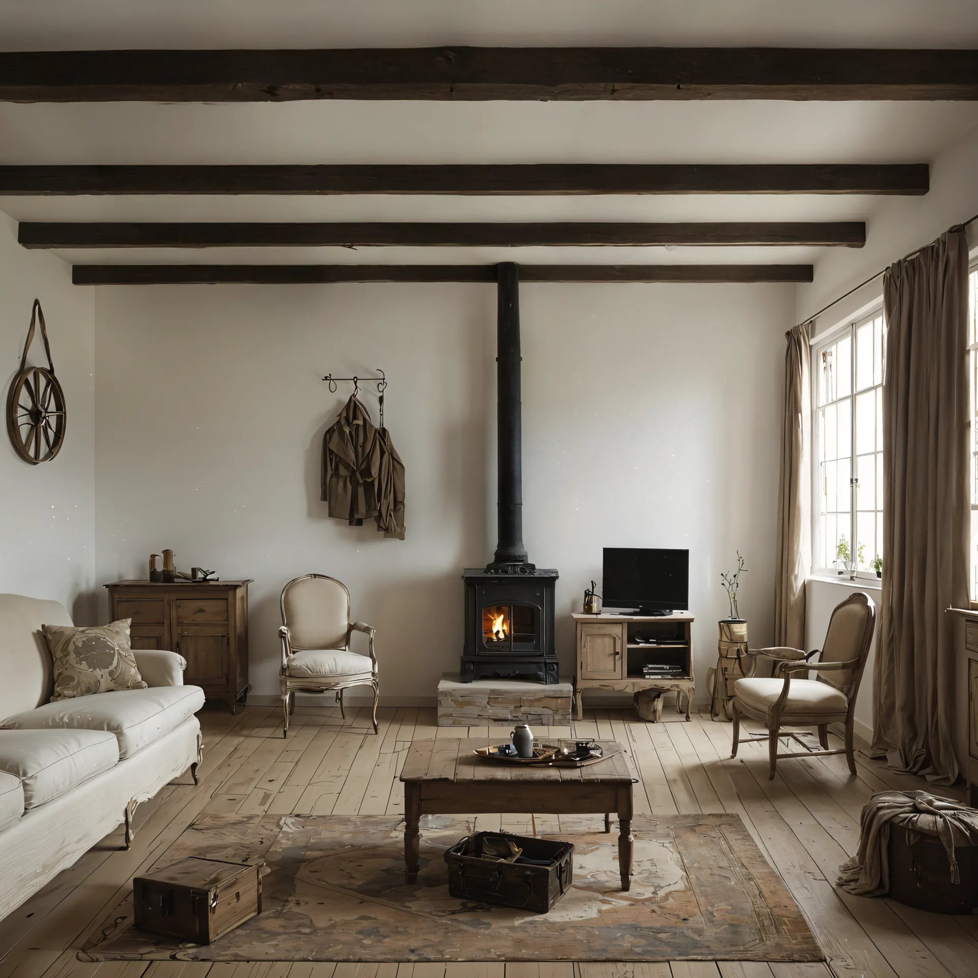 薪ストーブのあるリビング